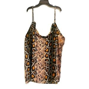 2/$30 Adrienne - Snakeskin Tank Top Blouse Tan Pink Brown Animal Print Size M
